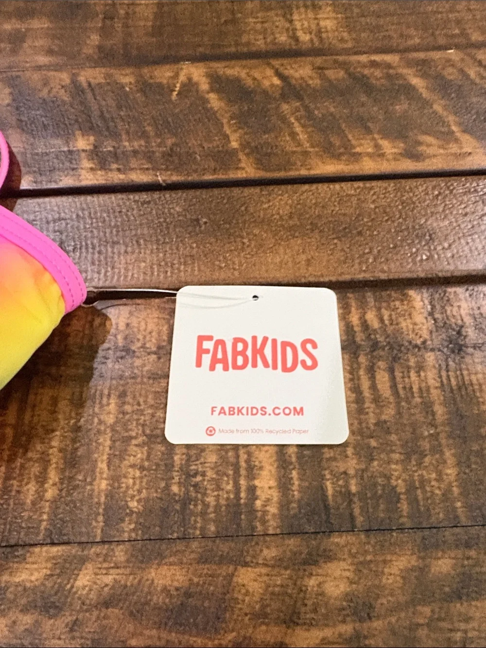 fabkids Neon Rainbow Ruffle Bikini Top & Tie-Side Bottoms - Pink, Yellow, Green